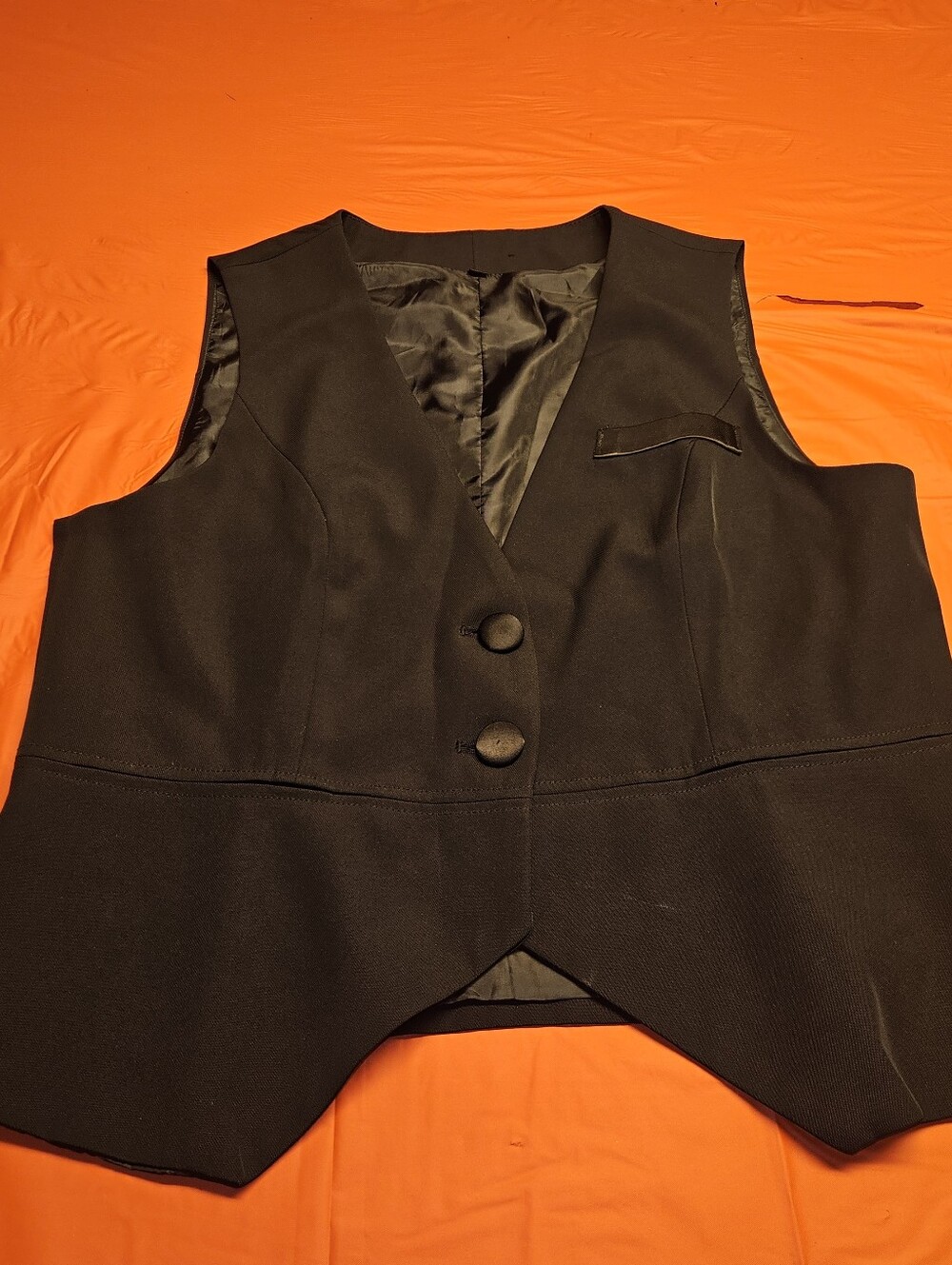 Black Tuxedo Style Vest Dress Or Casual 2 Buttons Size Med/Large Womens GUC